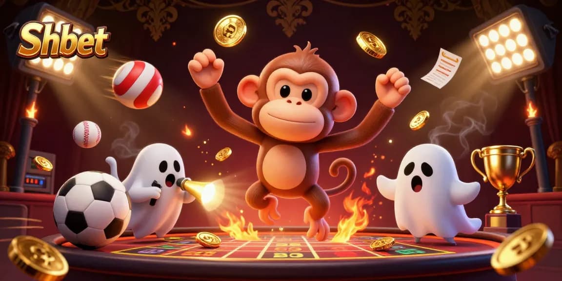 Experience thrilling gaming action with Sh bet in a vibrant haunted casino scene.