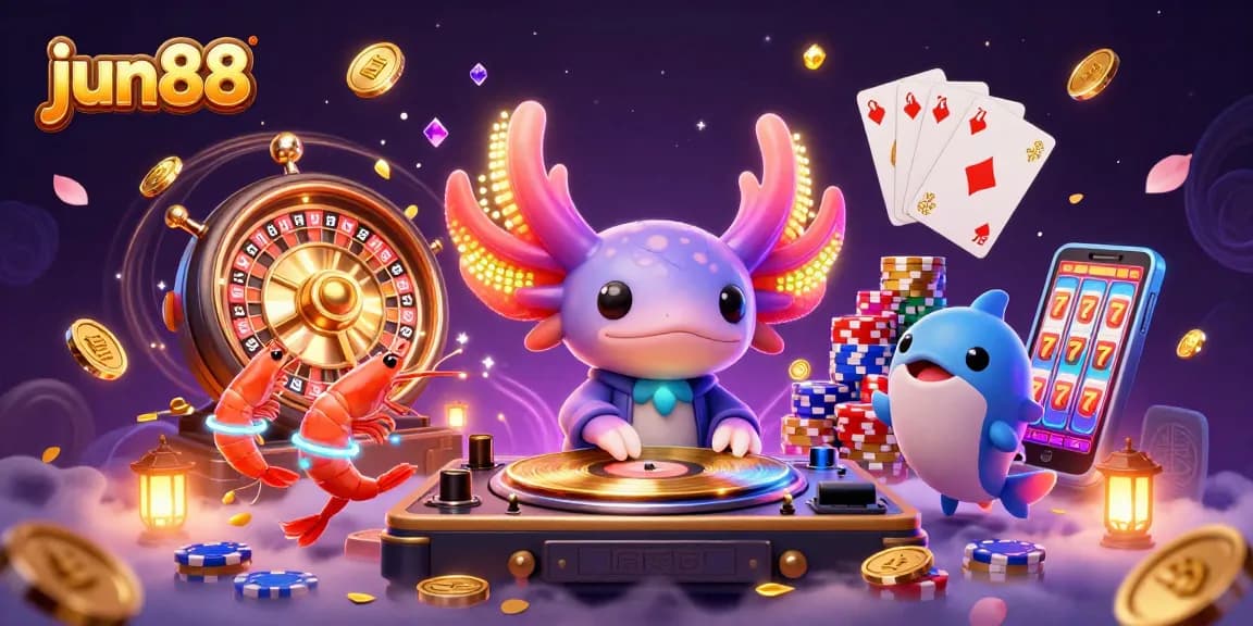 Experience thrilling gaming action with jun88 in vibrant underwater carnival, featuring energetic characters and dazzling casino elements.