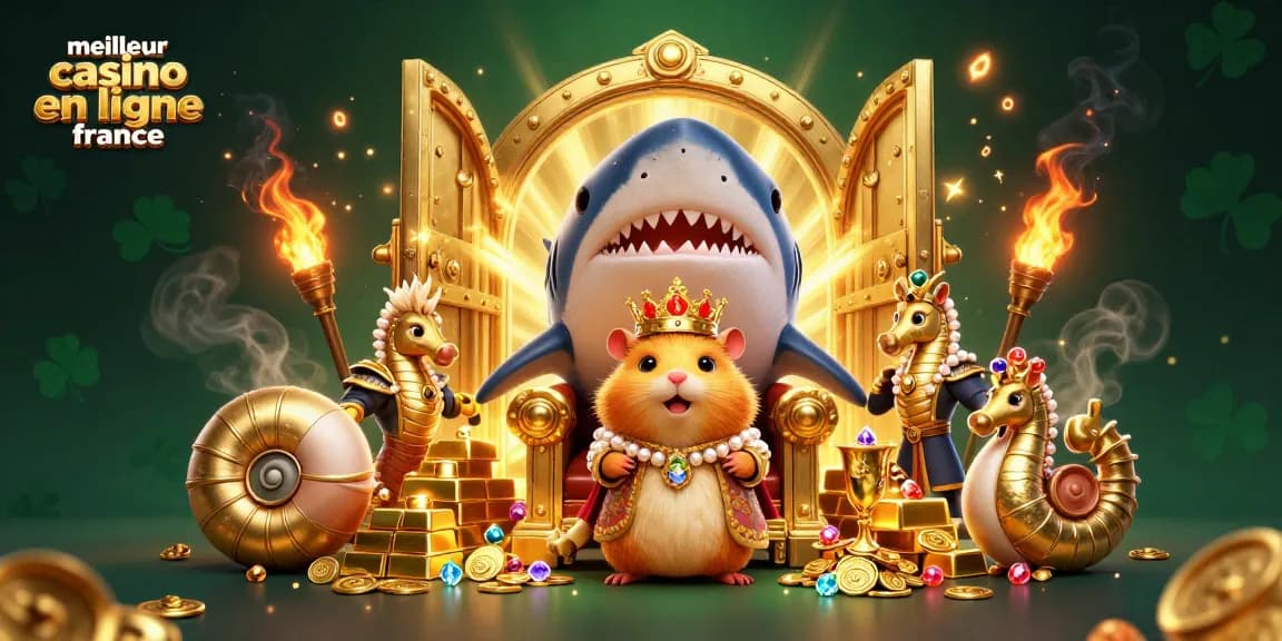 Découvrez le royaume scintillant du meilleur casino en ligne France avec le roi hamster doré et ses gardes marins.