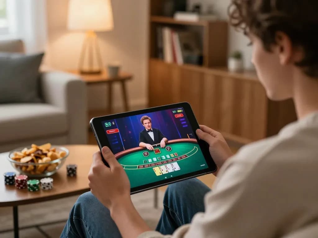 Engaging online gaming experience at home with dh88vip on tablet, featuring live dealer blackjack.