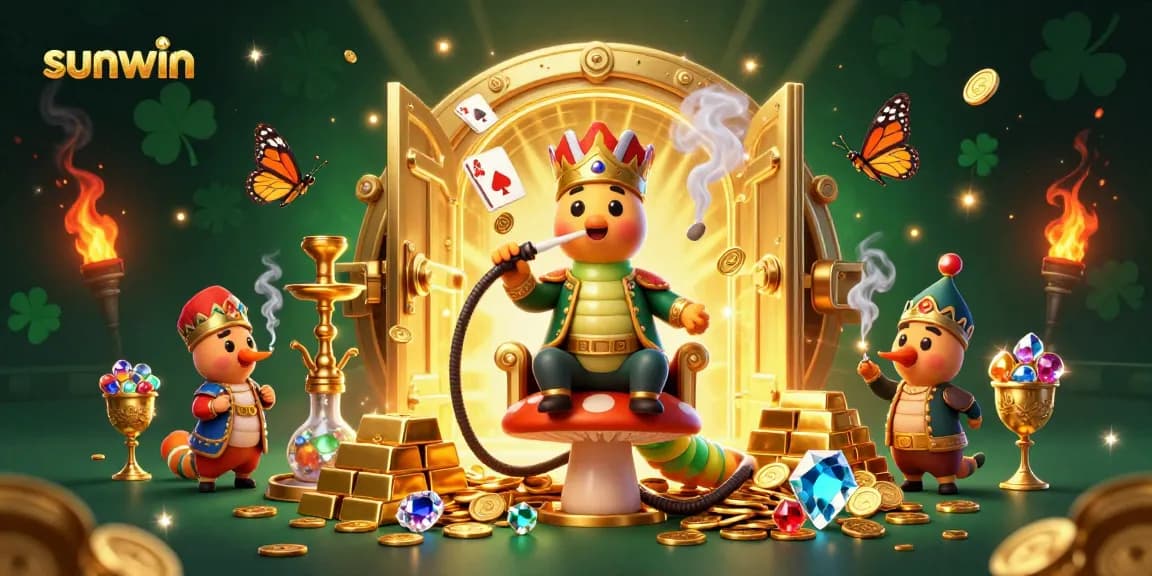 Experience the excitement of sunwin with a captivating 3D casino illustration showcasing vibrant game elements.