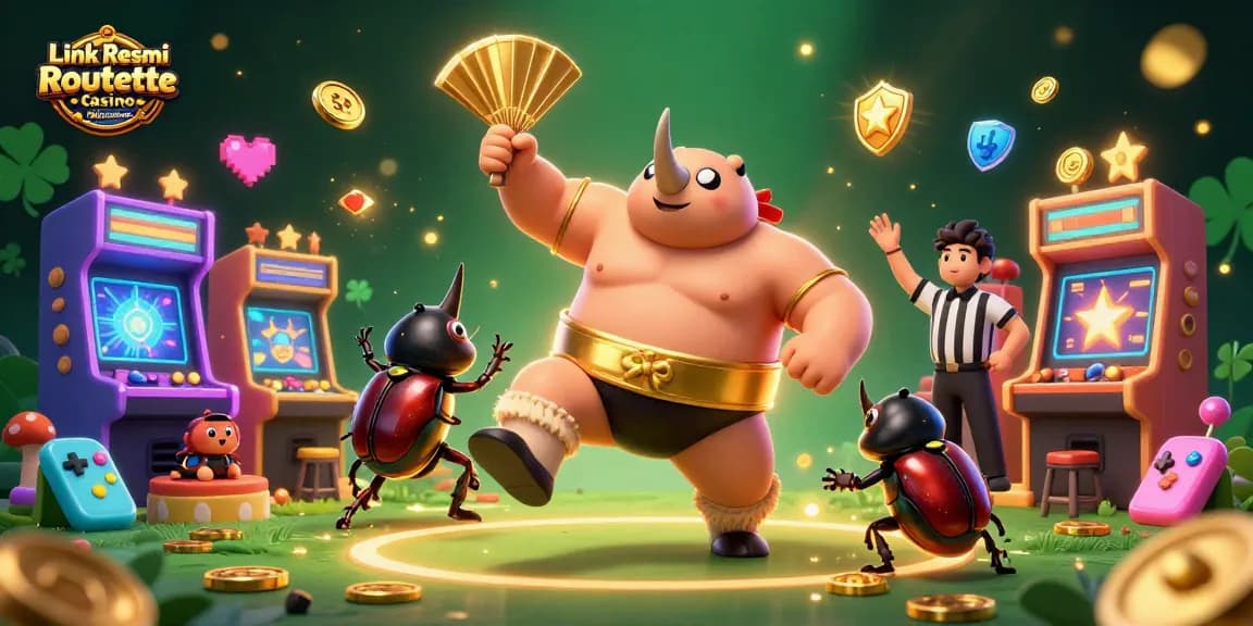 Experience thrilling wins at the Link Resmi Roulette Casino Mildcasino with a lively cartoon beetle scene.