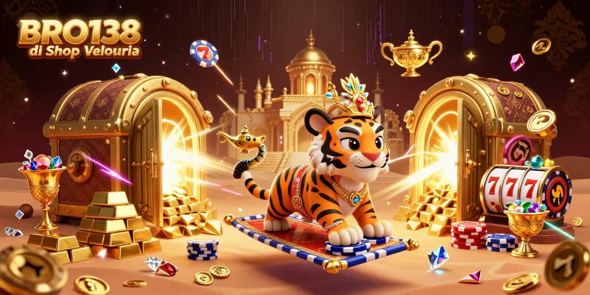 Trigger big wins with BRO138 di Shop Velouria's vibrant 3D casino adventure featuring magic and riches.