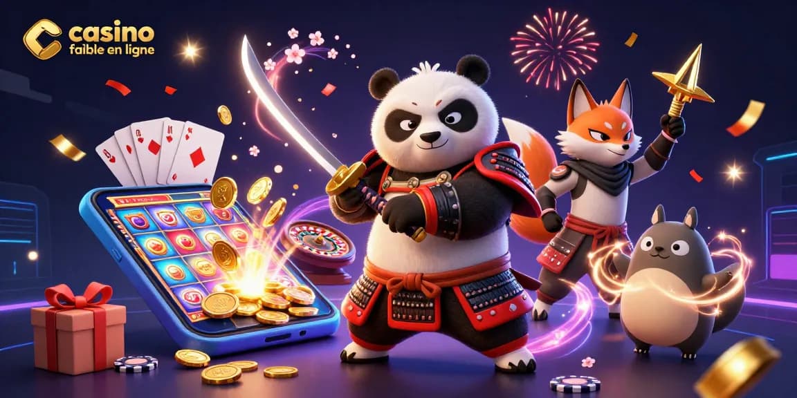 Vibrez avec le samouraï panda et le renard ninja au casino fiable en ligne, entre jeux palpitants.