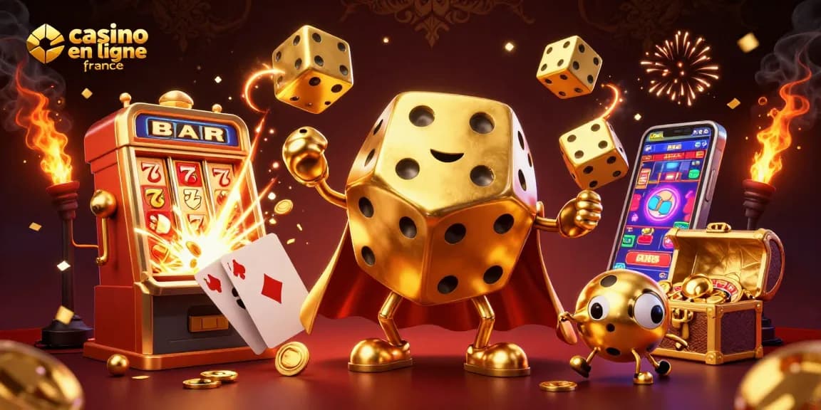 Profitez de l'expérience immersive du meilleur casino en ligne France avec des éléments de jeu colorés.