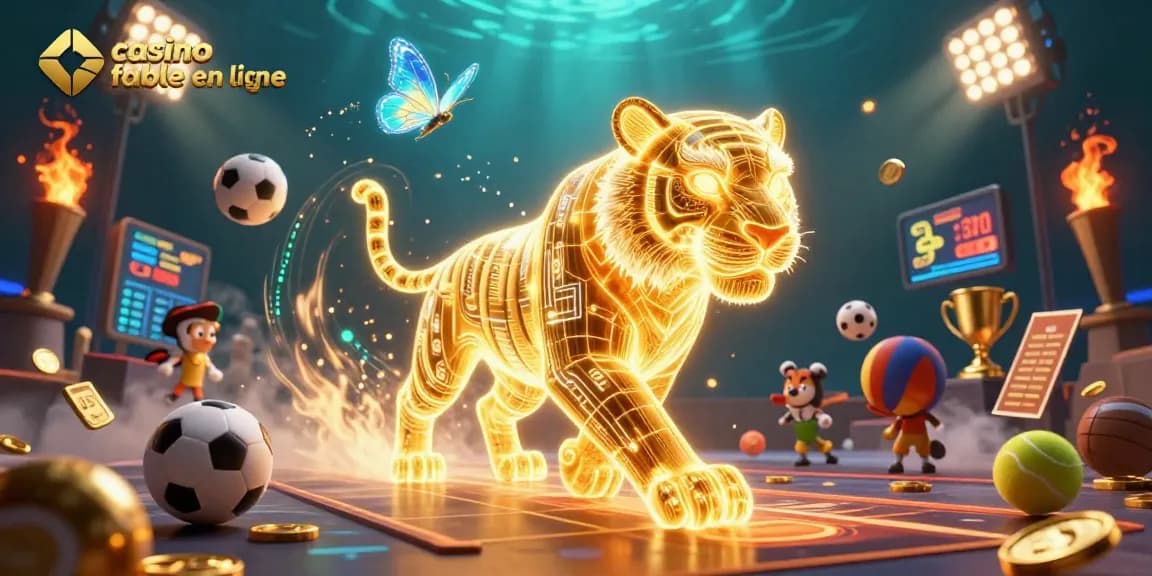 Explorez le monde du casino fiable en ligne avec un tigre lumineux et des éléments de jeu dynamiques.