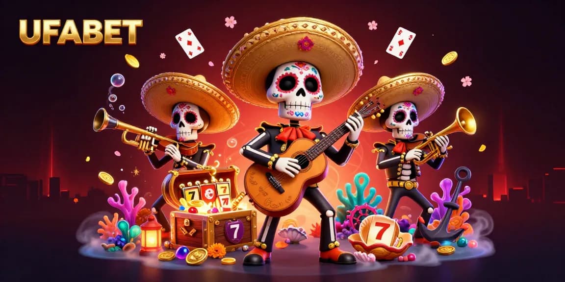 Experience exciting slots action with UFABET amid vibrant mariachi characters and glittering treasures.
