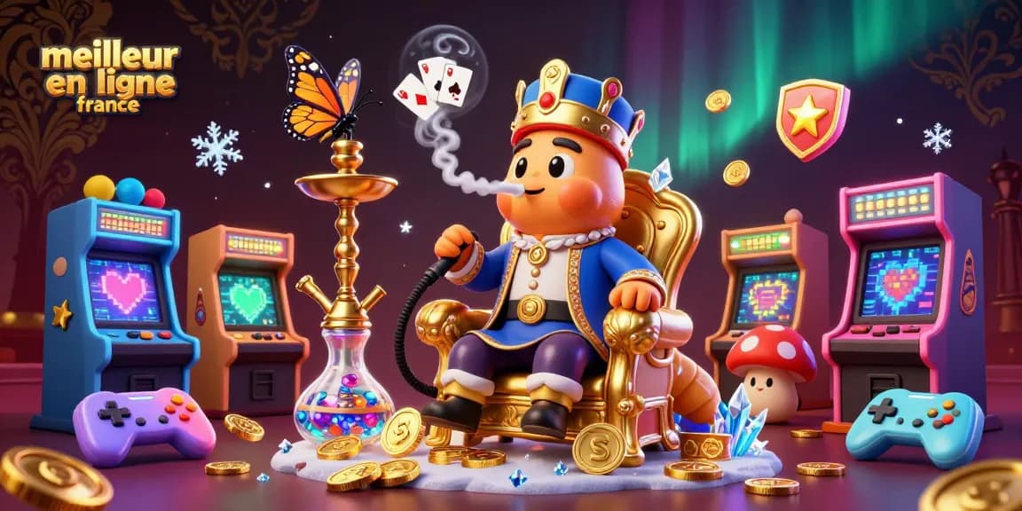 Le meilleur casino en ligne France propose une scène fantaisiste avec un maître hookah et des éléments de jeu.