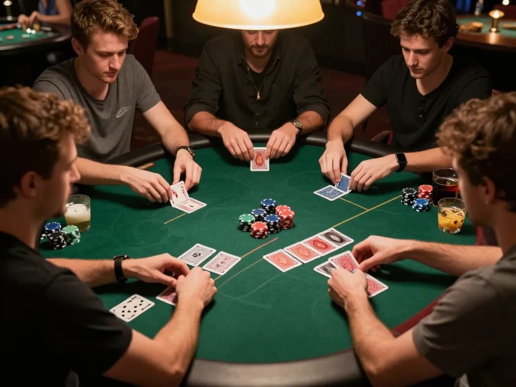 Engaged players at a poker table strategizing their next moves at 888top.