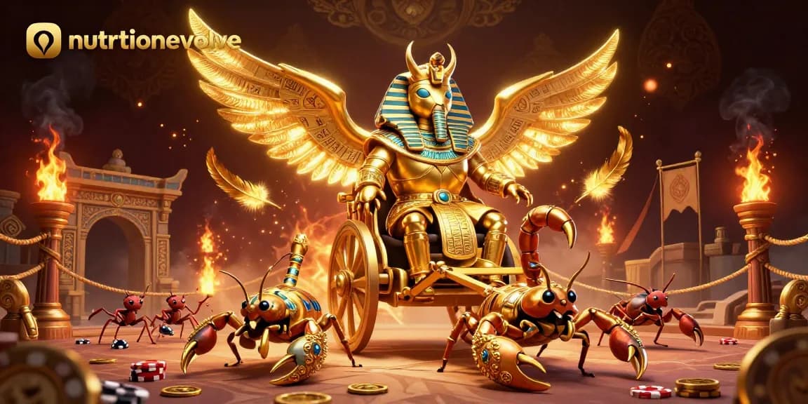 Players explore thrilling chances to win at nutritionevolve with golden beetle chariot and poker chips.