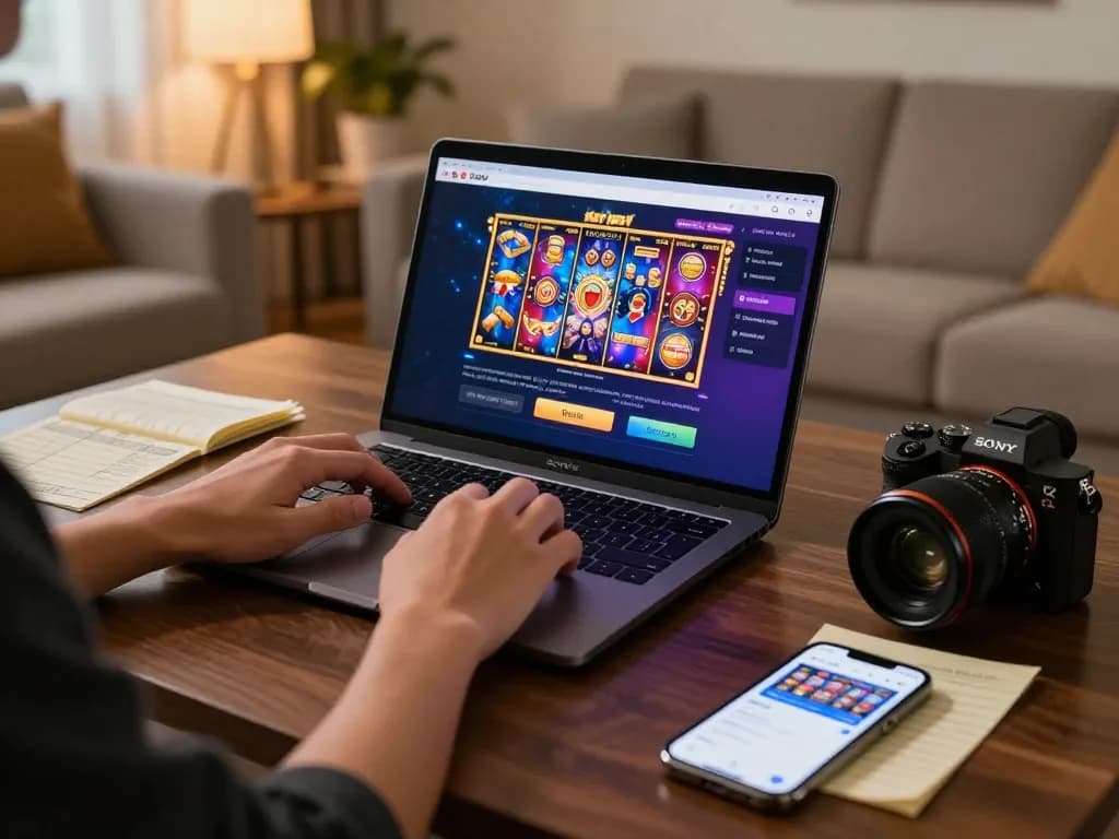 Engage in thrilling gameplay at 92slot with a cozy online casino setup and vibrant game display.
