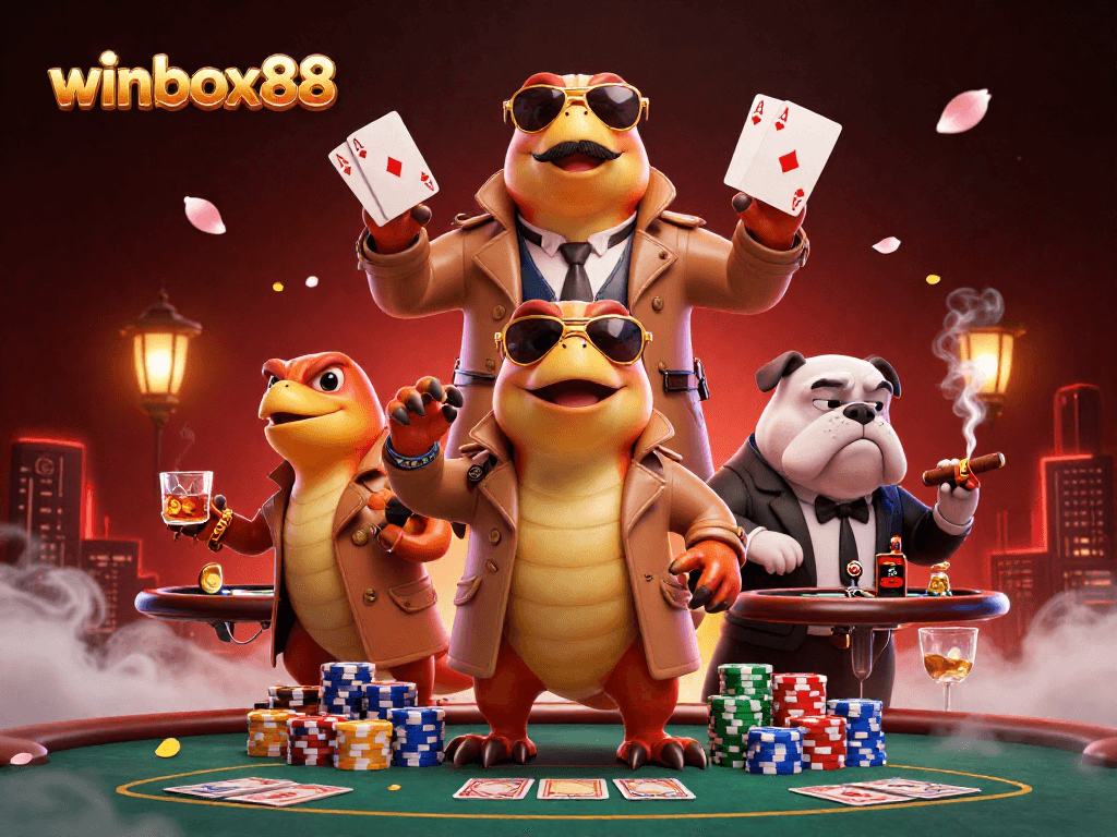 Join the raptors in sophisticated fun at winbox88, as they attempt a clever entrance into a casino!