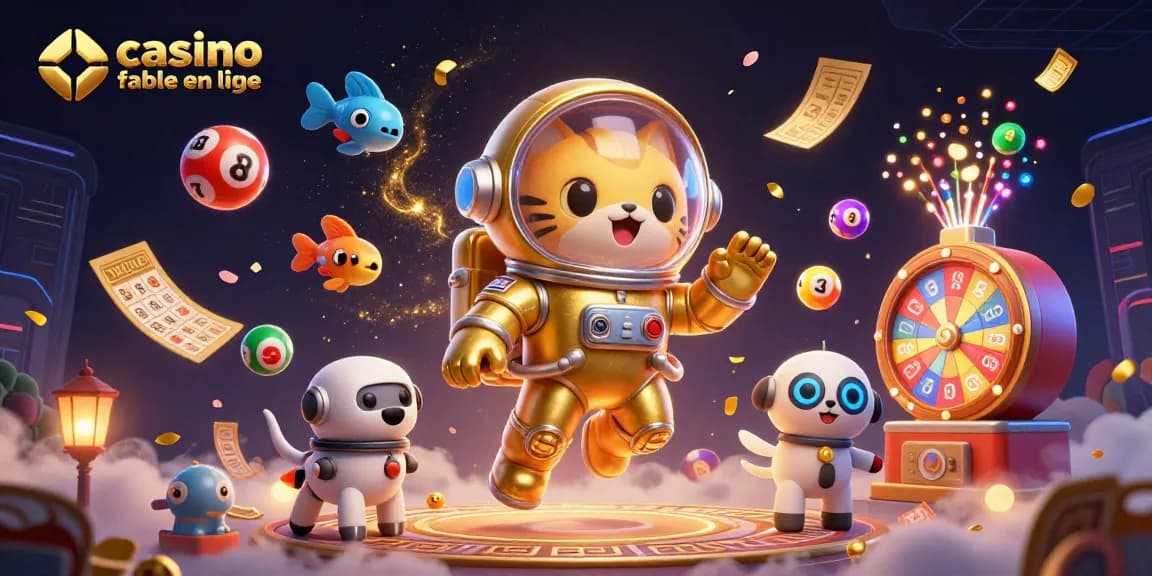 Jouez avec les créatures de l'espace dans un casino fiable en ligne, entouré de ballons de loterie et de prix.