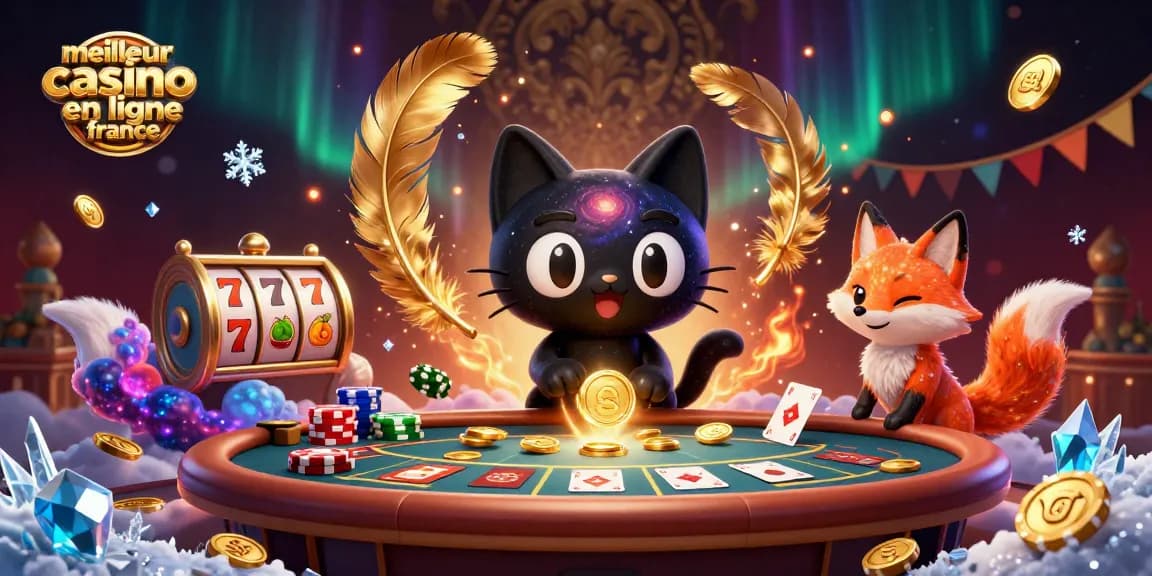 Visualisez le meilleur casino en ligne France avec des éléments captivants et des personnages 3D dans une scène dynamique.