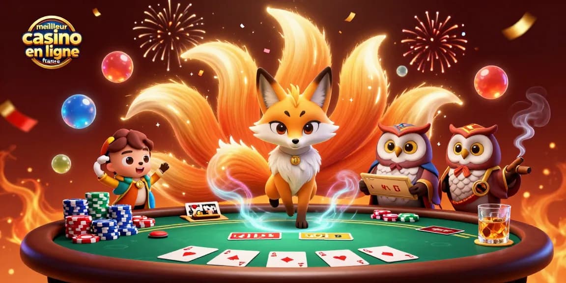 Jouer dans le meilleur casino en ligne France avec des personnages animés au poker et des détails festifs.