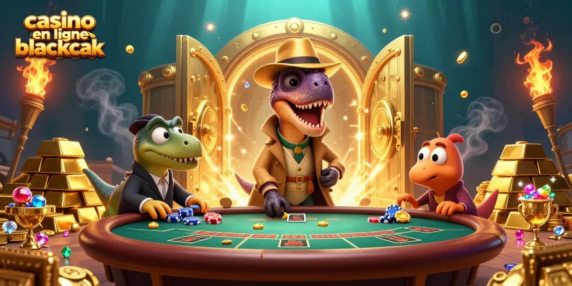 Jouer au casino en ligne blackjack avec un croupier et des personnages animés dans une ambiance riche.