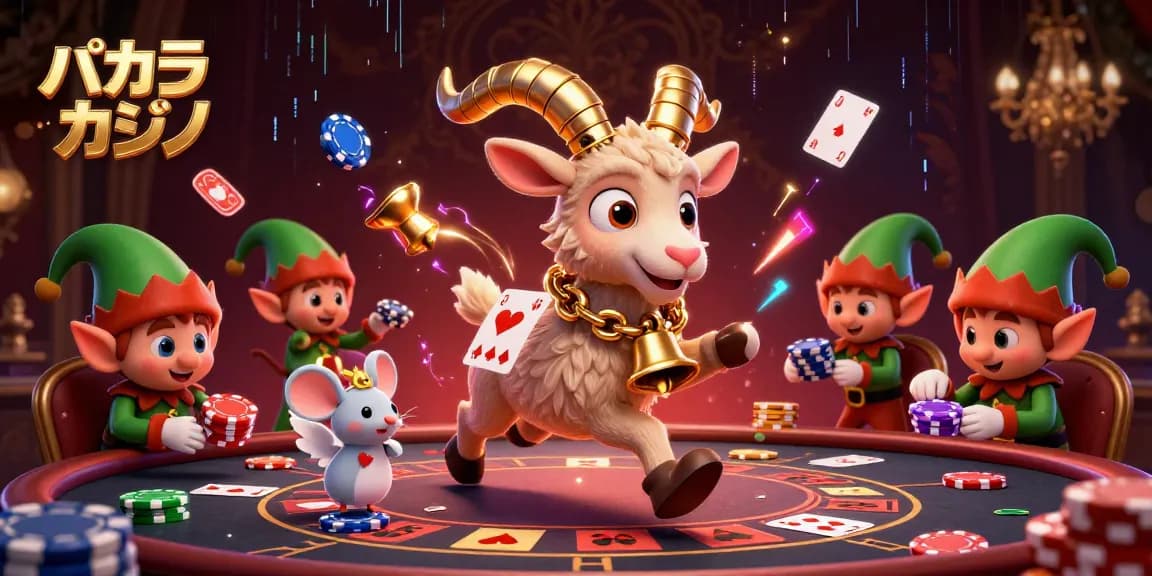 バカラ カジノで楽しむシーン、クリスマス仕様のキャラクターたちが活躍しています。
