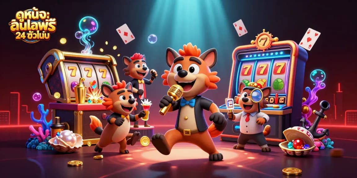 Engage in ดูหนังออนไลน์ฟรี 24 ชั่วโมง with hyenas in a vibrant comedy casino scene full of action.