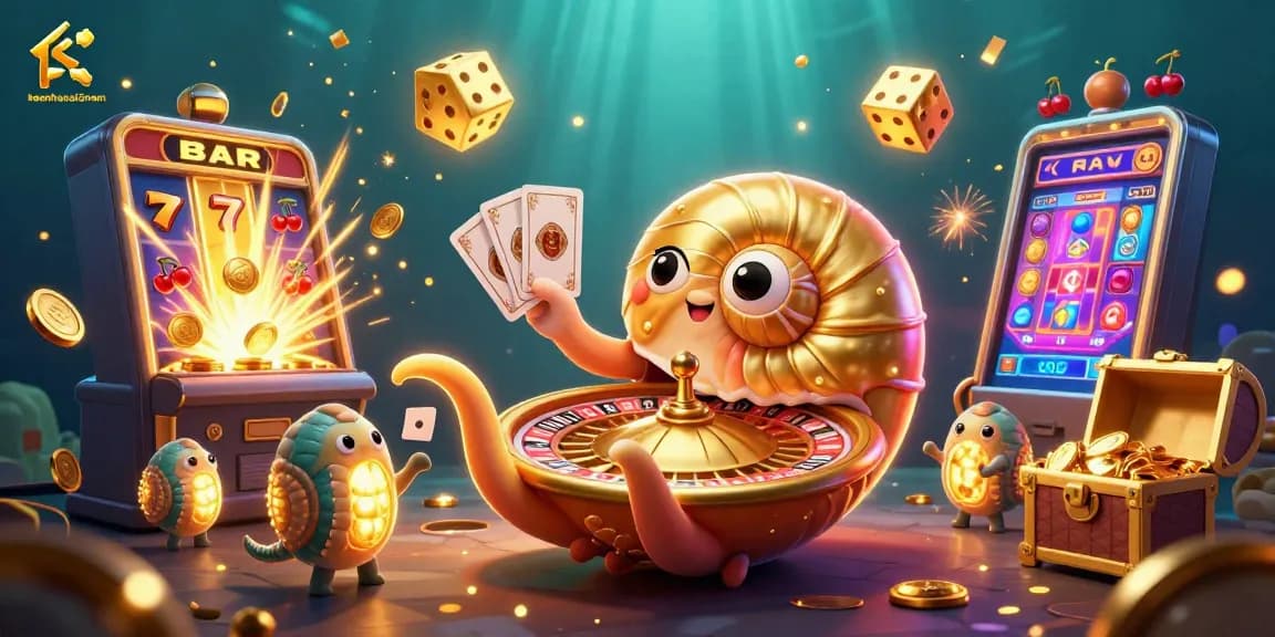 Experience the excitement of keonhacai5nam with vibrant 3D casino elements and character action.
