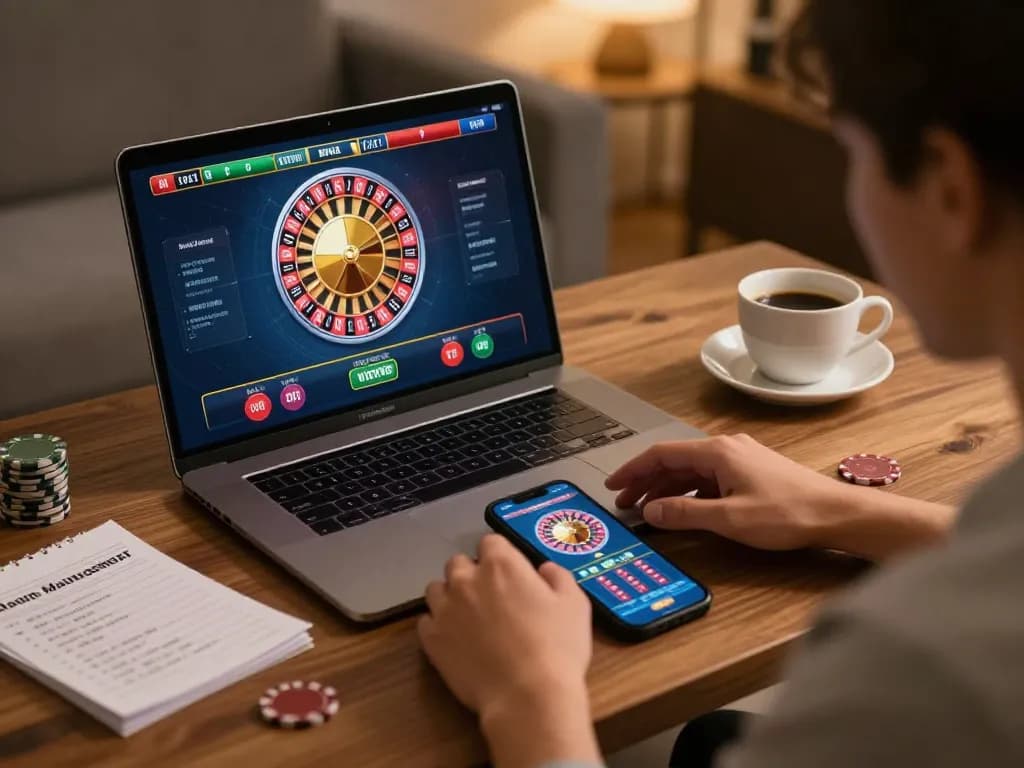 Player using 678vip to engage in live dealer games on a laptop, showcasing interactive online gambling experience