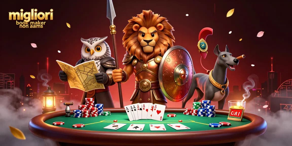 Immagine rappresentativa di migliori bookmaker non AAMS con elementi di scommesse e strategia, compresi personaggi 3D.