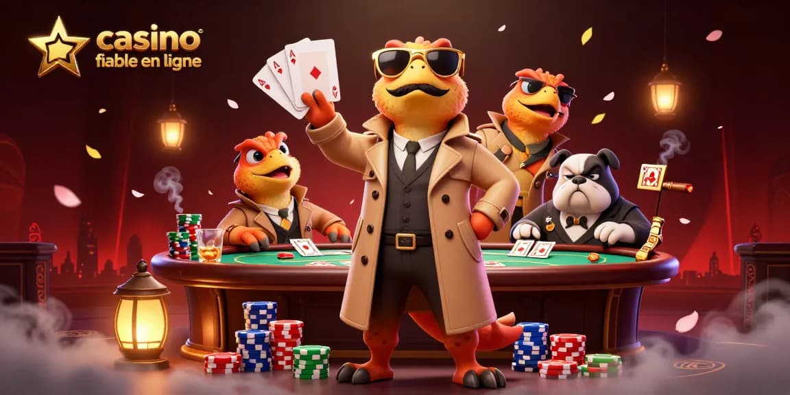 Illustration de raptors déguisés tentant d'entrer dans un casino fiable en ligne.