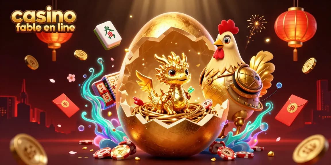 Découvrez un bébé dragon doré sur un nid de jetons de poker dans un casino fiable en ligne.
