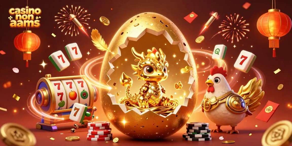 Gioca ai casinò non AAMS con un drago d’oro e simboli di slot scintillanti.