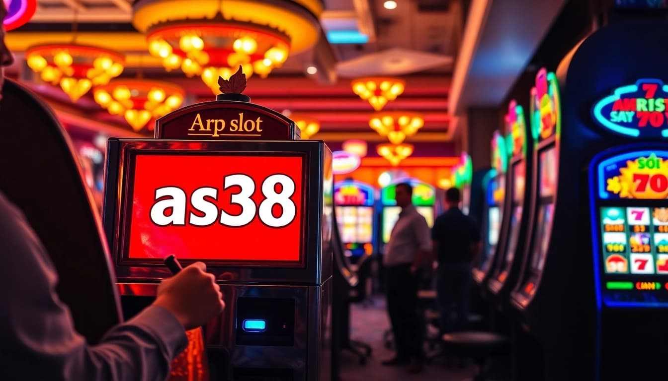 Engage with the as38 rtp slot in a lively casino environment, showcasing excitement and interaction.