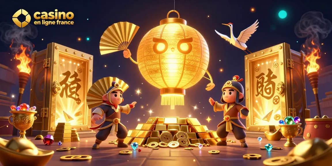 Jouez dans le casino en ligne France avec un esprit lantern lumineux et des ornements dorés.