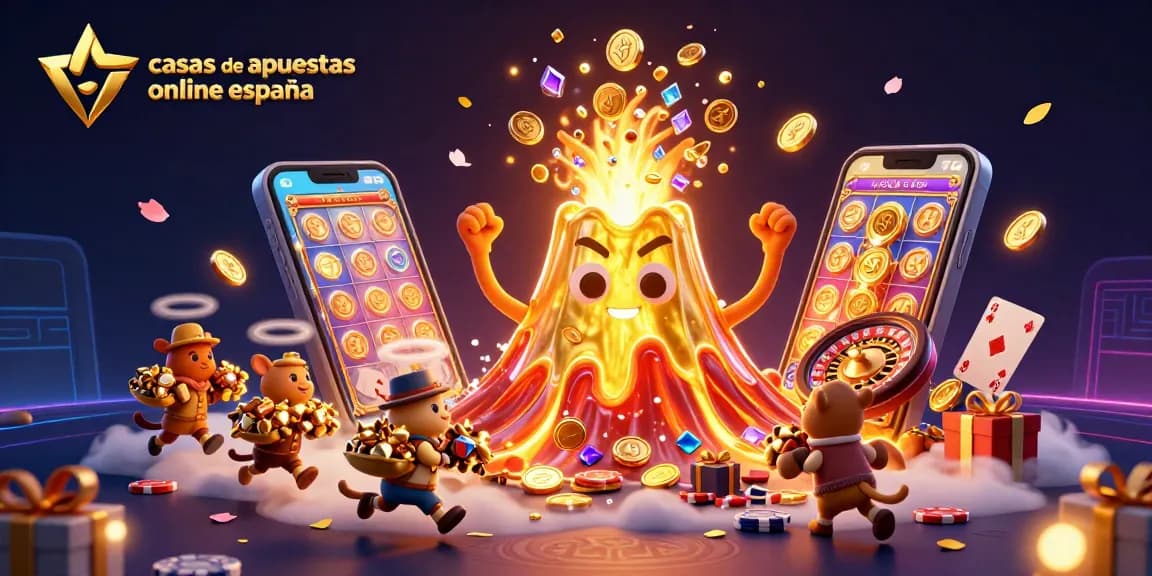 Casas de apuestas online en España: Apuesta con emoción visual en un volcán de oro.