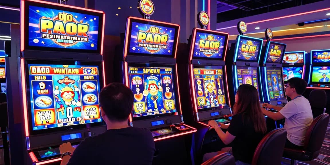 Engaging slot gacor online gaming scene with vibrant visuals and players winning jackpots