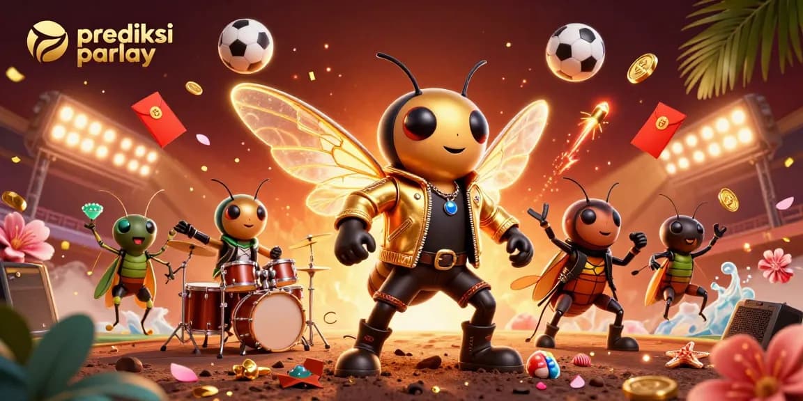 Experience the excitement of prediksi parlay with a vibrant 3D illustration of animated characters in a sports betting scene.