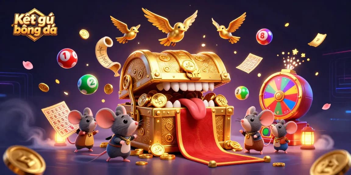 Engage with Kết quả bóng đá through an exciting 3D scene featuring a treasure chest and animated elements.