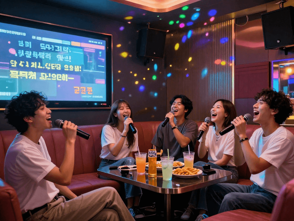 강남 달토에서 친구들과 즐거운 시간을 보내며 노래하는 모습