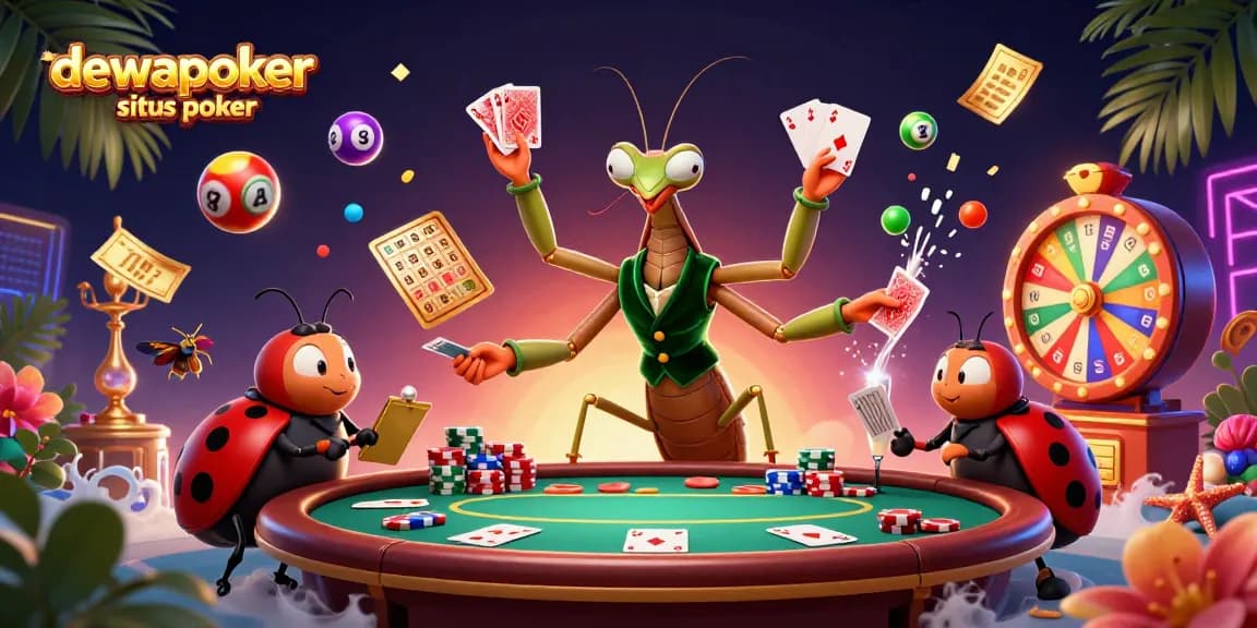 Experience thrilling poker action with dewapoker situs poker in an engaging 3D animation scene.