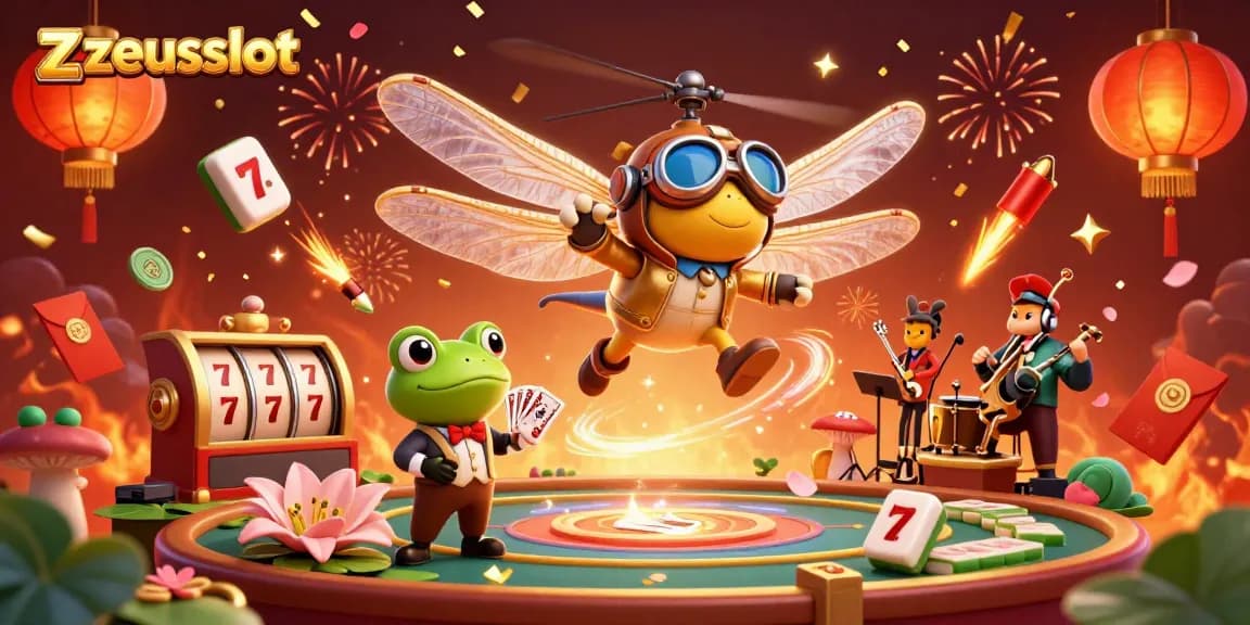 Spin the reels and chase jackpots with zeusslot's vibrant casino atmosphere in this animated scene.