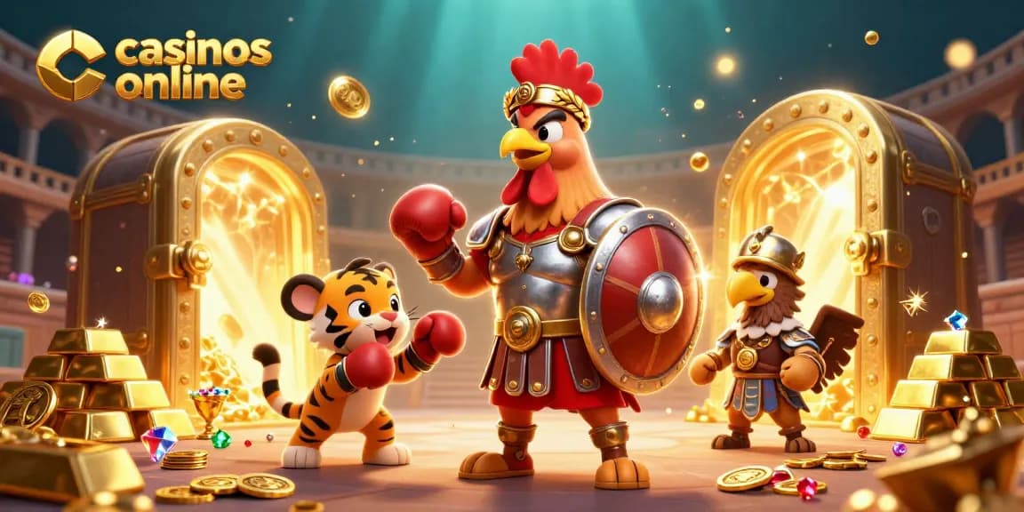 Disfruta de la emoción en los casinos online con un brillante fondo y tesoros de oro.