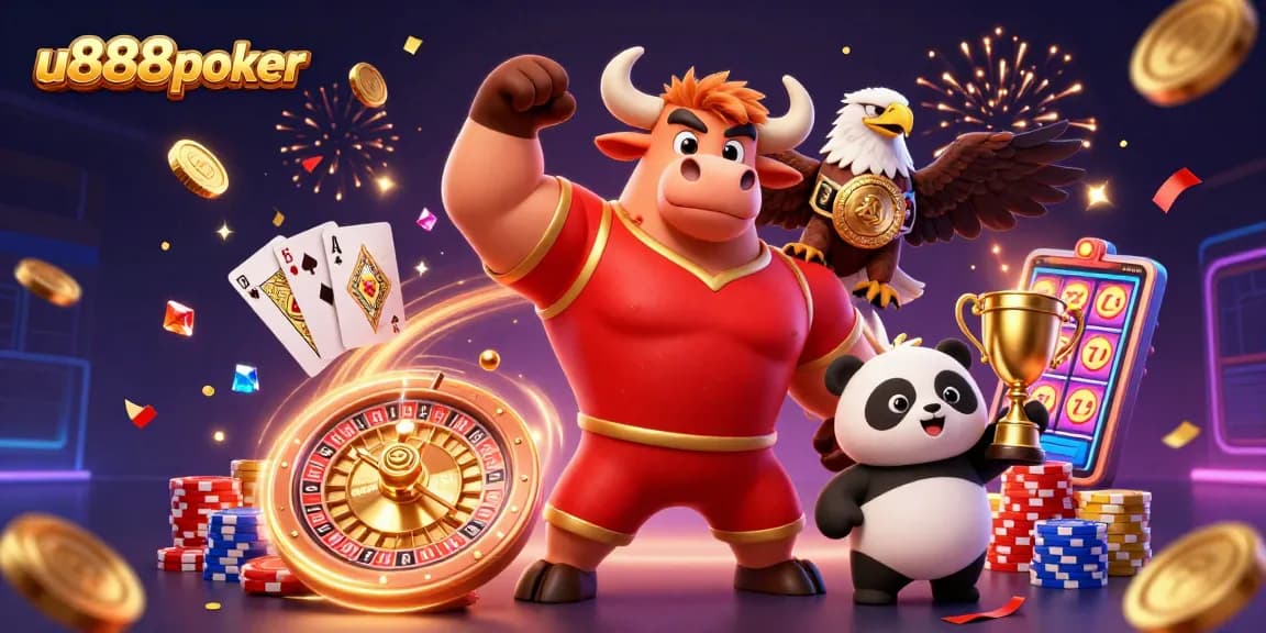 Win big with u888poker in this dynamic casino scene filled with thrilling game elements.