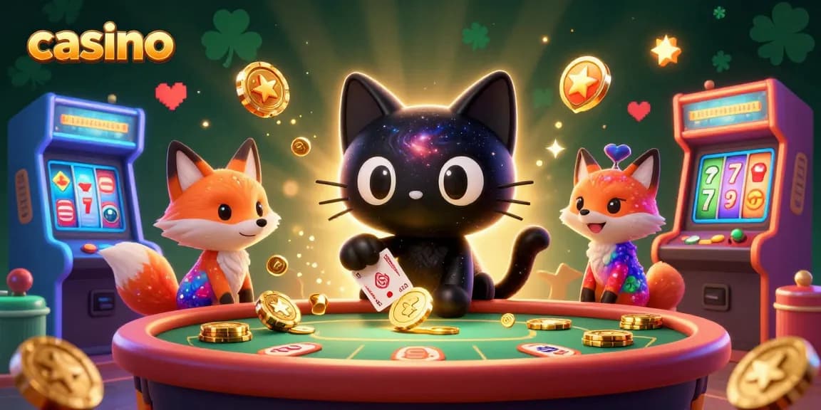 Engaging cosmic casino scene with a black hole cat and colorful elements creating a captivating gambling atmosphere.