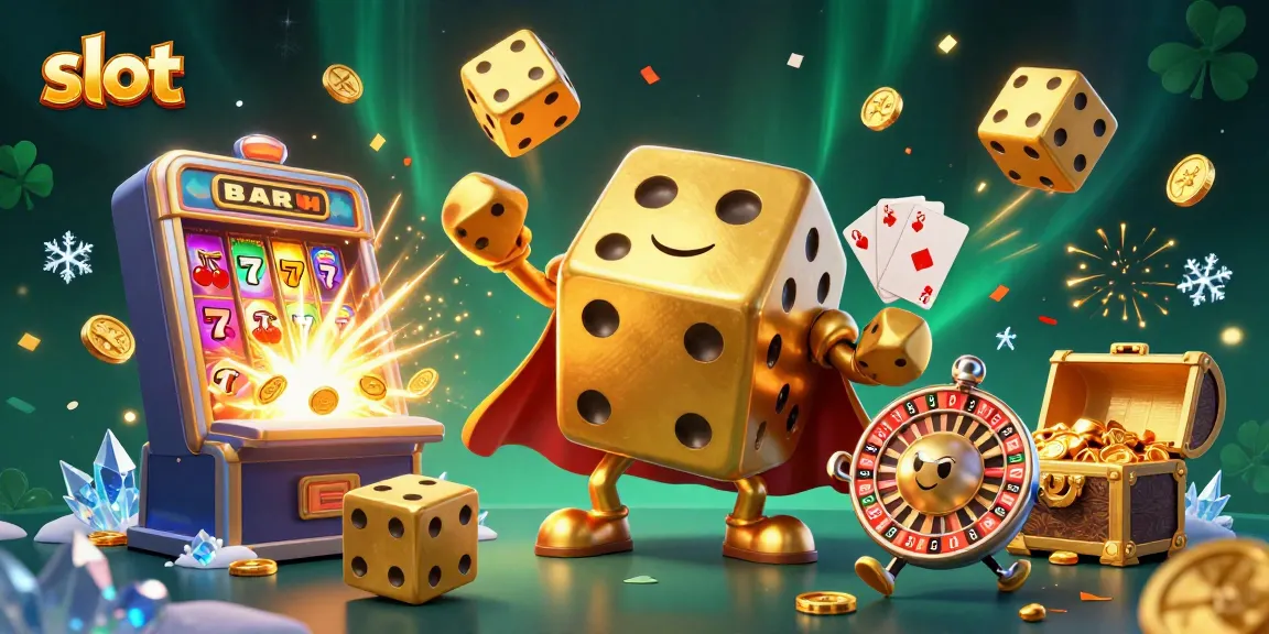 Spin to win with slot excitement as golden dice and jackpot symbols light up the scene!