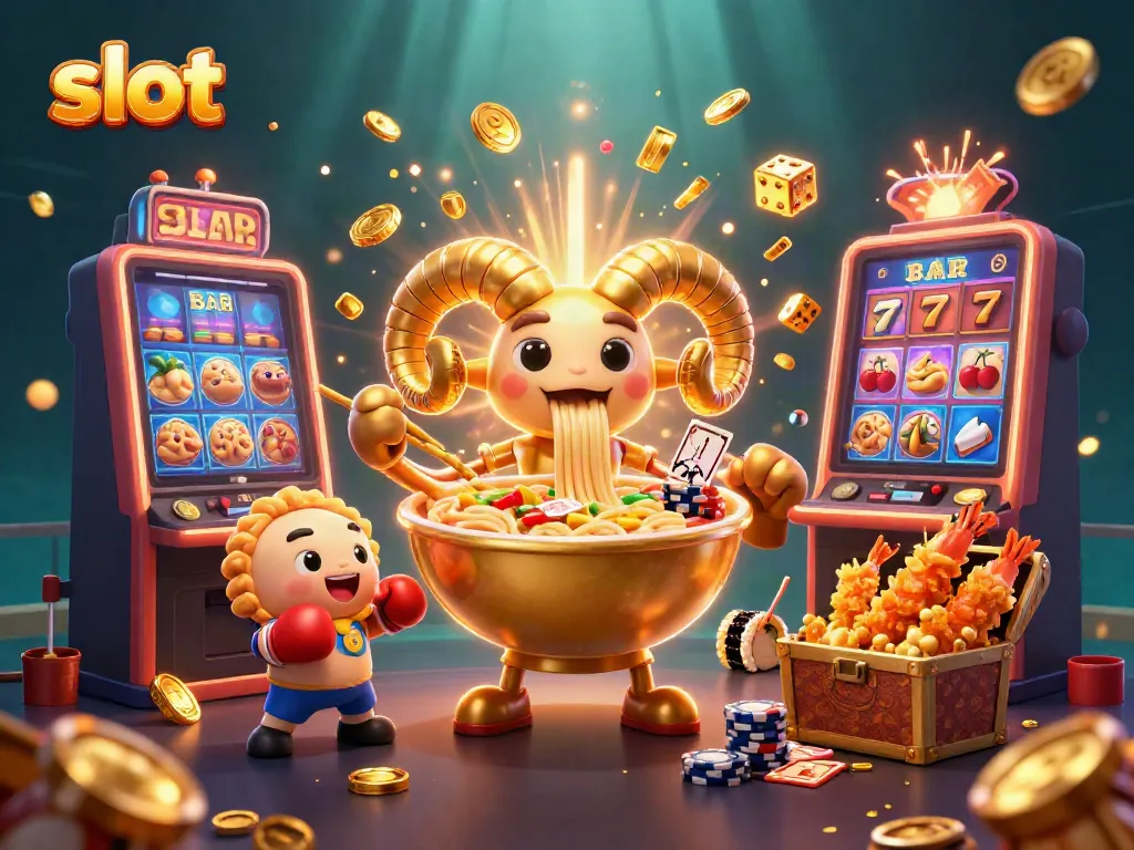 Menggandakan slot dengan ramen raksasa dan teman-temannya merayakan kemenangan di kasino