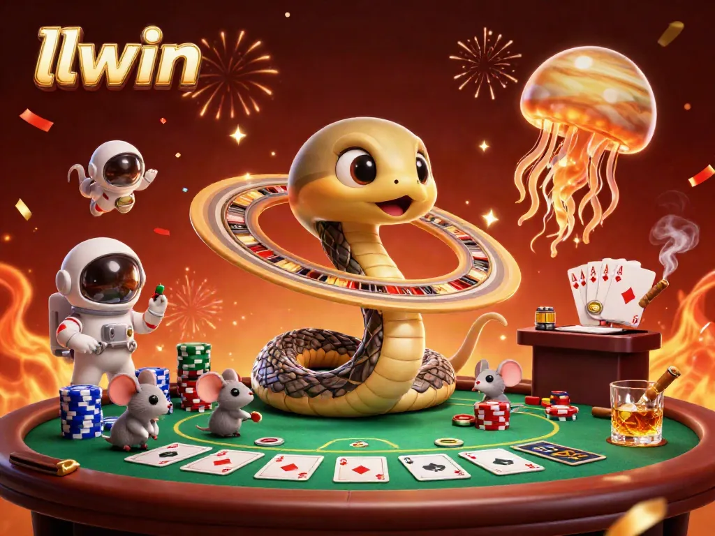 Experience the thrill of llwin with a vibrant cosmic casino scene featuring unique 3D characters and engaging game elements.