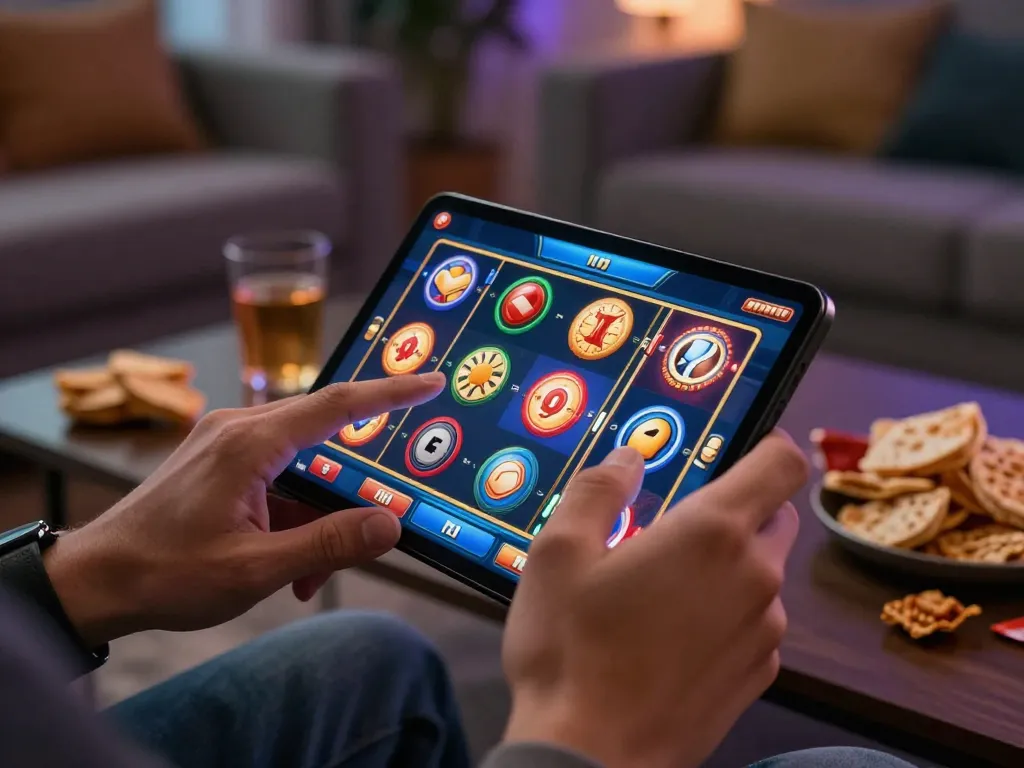 Engaging with slot depo 1k gameplay on a mobile casino app, highlighting a vibrant and exciting user experience