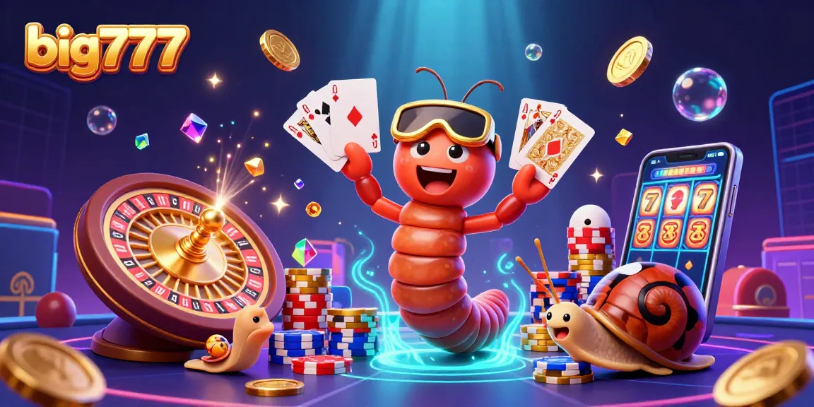 Experience big777 with a vibrant 3D illustration of a millipede dealer and high-roller in an exciting casino scene.