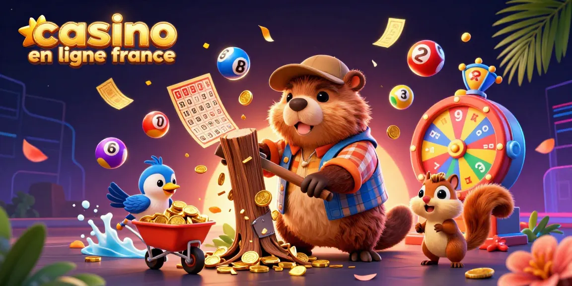 Plongez dans l'univers des jeux avec casino en ligne france, où un castor manie une hache sous une pluie de pièces d'or.