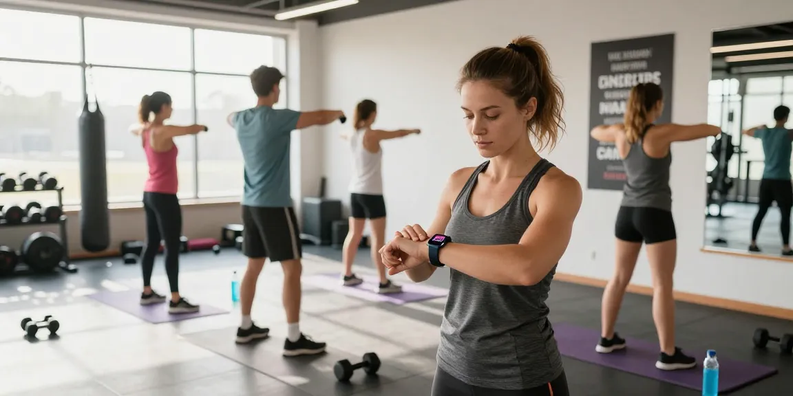 Pengguna memeriksa detak jantung dengan Fitbit Luxe di gym modern, refleksikan gaya hidup sehat dengan teknologi terkini https://www.polarfitbitshop.com/fitbit-luxe/.