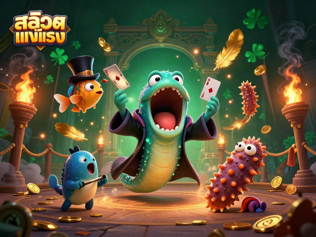Experience thrilling magic in slots with a bioluminescent eel performing, highlighting the สล็อตแท้ตรง.
