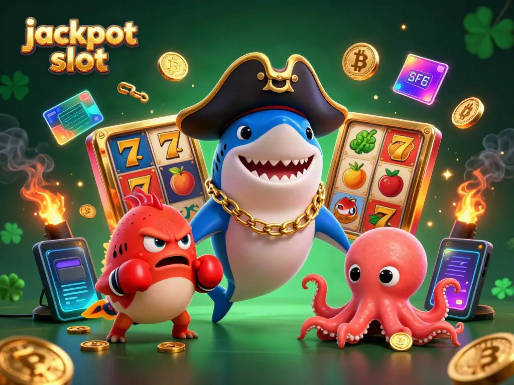 Experience jackpots in action with vibrant casino elements, featuring jackpot slot and colorful characters.