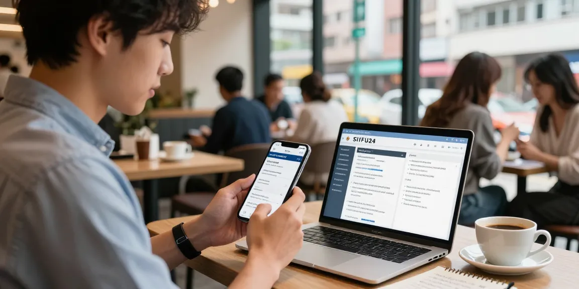 SIFU24.com.hk user browsing professional services in Hong Kong at a café, engaging with the app and satisfied.